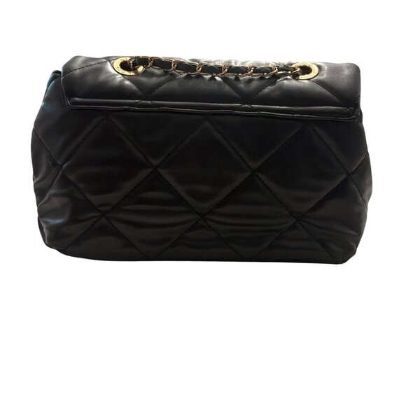 Aldo Black Quilted Chain Strap Shoulder Bag W/ GoldTone Accent & Decorative Pins - Picture 5 of 16